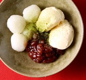 ごはんで抹茶クリーム白玉