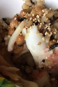 納豆と赤魚の混ぜご飯