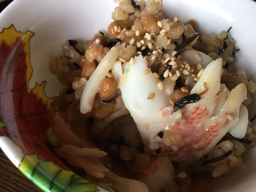 納豆と赤魚の混ぜご飯の画像