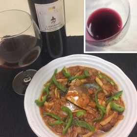 赤ワインと合う鯖の洋風味噌煮込み