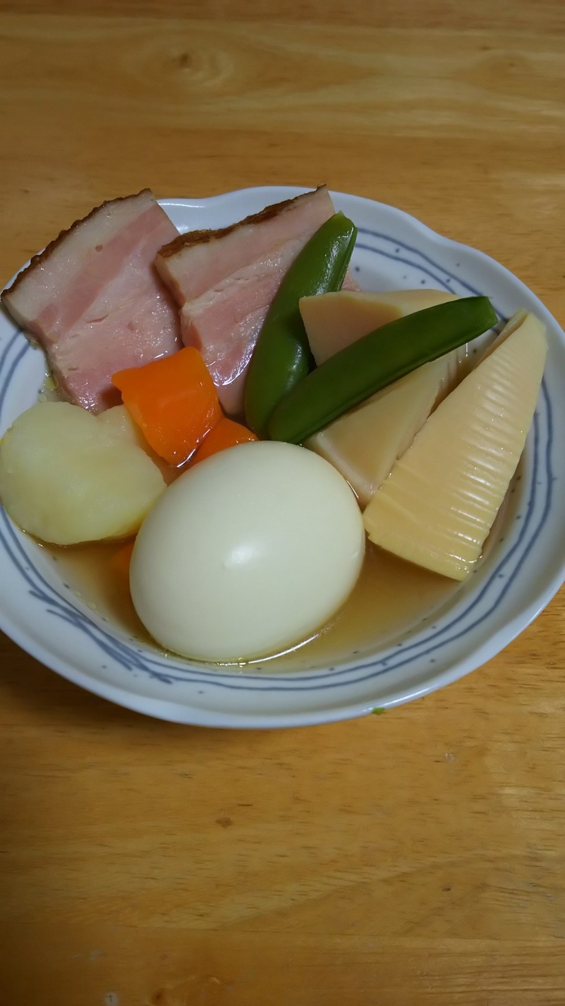 筍とベーコンとゆで卵のポトフの画像