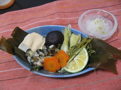 牡蠣と豆腐の酒蒸しの写真