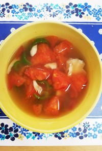 冷蔵庫の残り野菜で☆一人飯トマトスープ☆