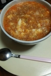 ひき肉と卵の旨辛スープ