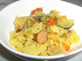 炊飯器でパエリヤ