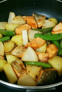 鮭と野菜の甘辛炒め