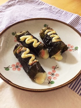 明太チーズもちの紫蘇のりマヨ焼き
