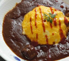 手作りデミソースのオムライス