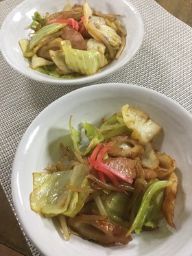 キャベツとウインナーのソース炒め♡