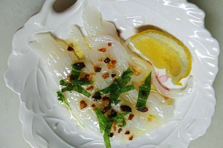 イカのお刺身藻塩とオリーブオイルでどうぞ レシピ 作り方 By 呉のかたやん クックパッド 簡単おいしいみんなのレシピが358万品