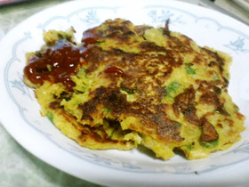 ひよこ豆粉と大根おろしのカレー焼き