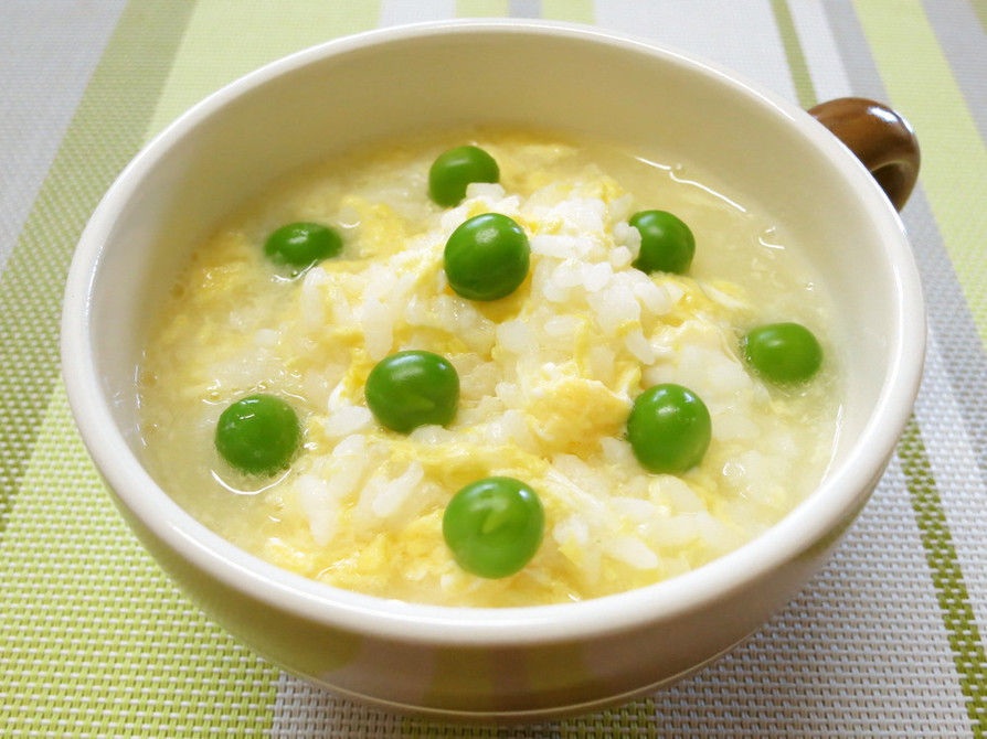 豆ご飯でアレンジ✨簡単ふわとろたまご雑炊の画像
