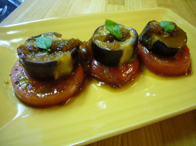 トマトとナスのステーキ～オニオンソースの写真