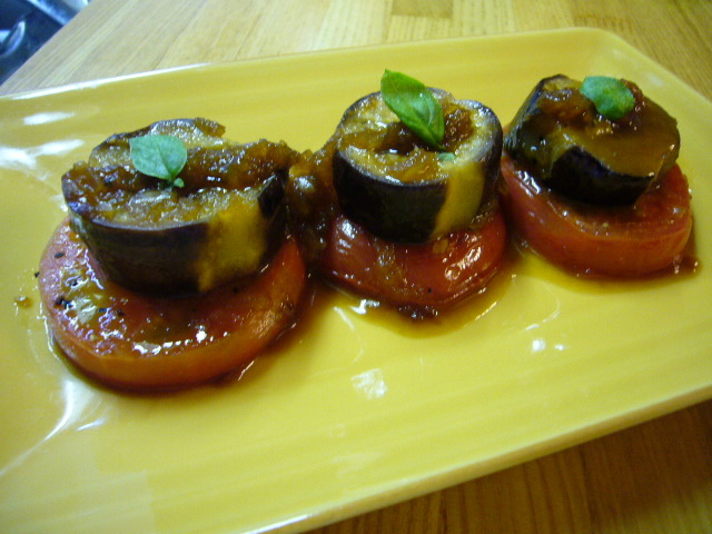 トマトとナスのステーキ～オニオンソースの画像