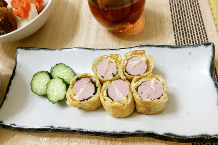 お弁当にも 油揚げの魚肉ソーセージ巻 レシピ 作り方 By Komyomyo クックパッド 簡単おいしいみんなのレシピが352万品
