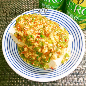 長いもとオクラのおかか和えぶっかけ冷奴
