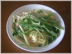 水菜とベーコンのクリームスパゲティ