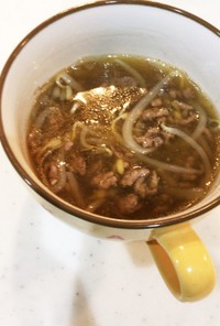 ひき肉ともやしの中華風トロトロスープ