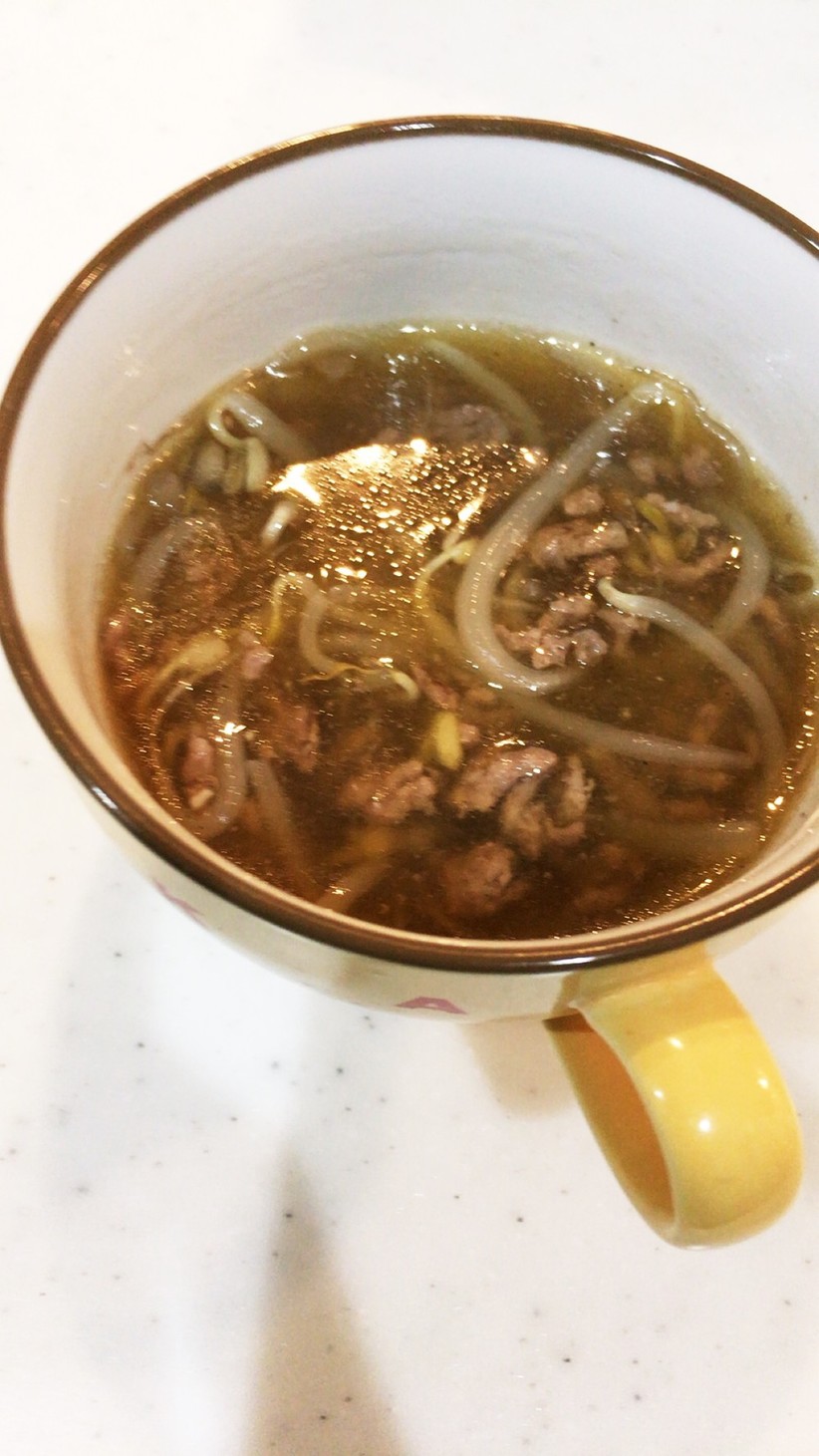 ひき肉ともやしの中華風トロトロスープの画像