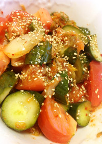 3分クック！トマト胡瓜キムチの韓国サラダ
