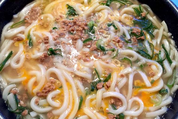 5分でパパっと 大豆のお肉でネギ玉うどん レシピ 作り方 By あやスケッチ クックパッド