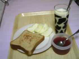 朝食;きなこトースト/オレンジ豆乳/寒天ゼリー