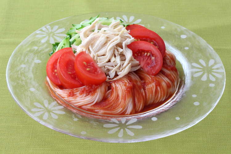 鶏むね肉のトマト棒棒鶏風そうめん レシピ 作り方 By カゴメ クックパッド