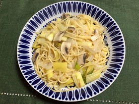 セロリとマッシュルームのスパゲティ