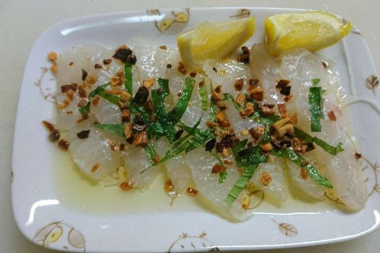 白身魚のお刺身 オリーブオイルと塩レモン レシピ 作り方 By 呉のかたやん クックパッド 簡単おいしいみんなのレシピが356万品