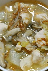簡単☆鶏ささみと白菜きのこの和風塩スープ