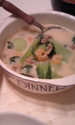 青梗菜のミルク味噌スープの画像