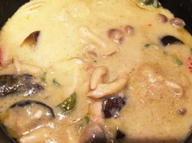 辛すぎない鶏肉ときのこのグリーンカレー
