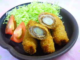 ねぎ巻きひとくちカツ・胡麻味噌風味