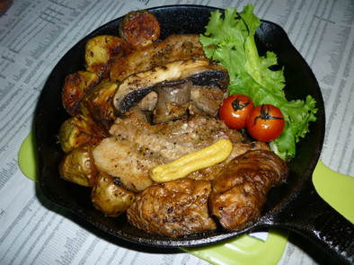 イシスキで豚バラのブロック肉のステーキの写真