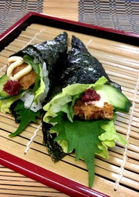 鰯フライの梅マヨ手巻寿司！！