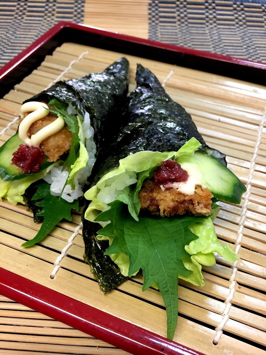 鰯フライの梅マヨ手巻寿司！！の画像
