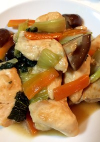 鶏胸肉と青梗菜の中華炒め