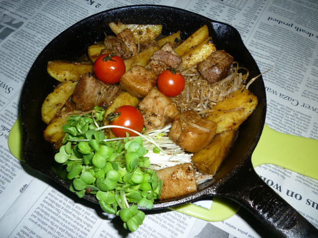 豚バラのブロック肉でサイコロ･ステーキ風の画像