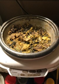 イノシシ肉とフキ筍味噌煮