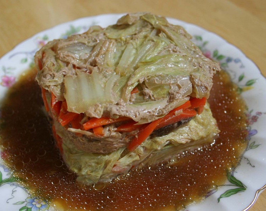 レンジで簡単！豚挽き肉と白菜の重ね蒸しの画像