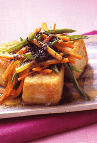 野菜のせ揚げ豆腐
