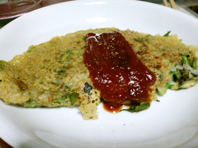 タラの芽とクレソンのひよこ豆粉のオムレツ