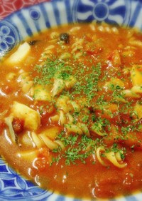 シーフードMIXとトマト缶で食べるスープ