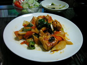 鶏肉となんでもお野菜豆板醤マヨネーズ炒め