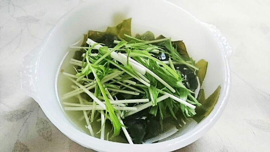わかめと水菜の生姜スープの画像