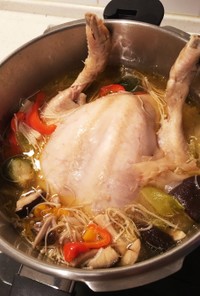 圧力鍋☆丸鶏（水郷どり）の中華風スープ