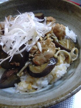ピリッとする!豚茄子丼
