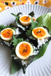 かみきれ〜る半熟煮卵の手巻き寿司