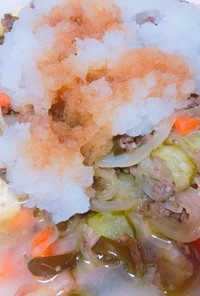豆腐と二種類の肉と野菜の大根おろしポン酢