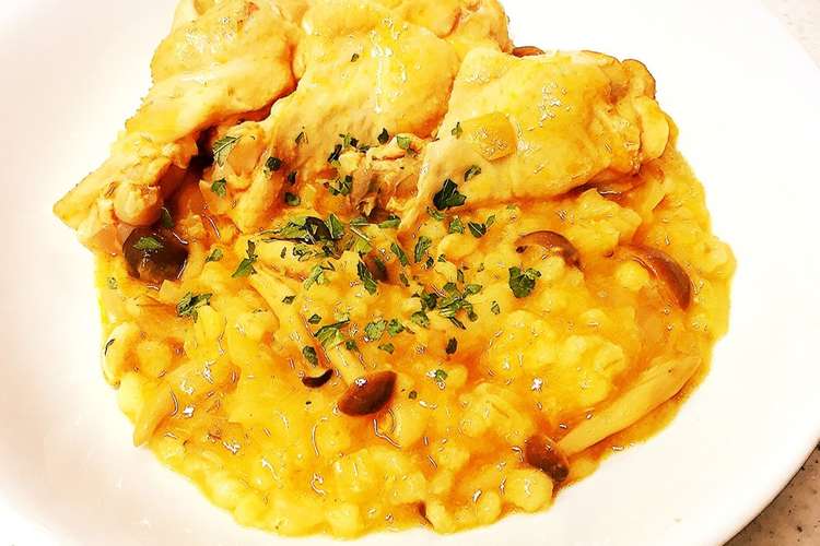 炊飯器で もち麦のリゾット風 手羽元添え レシピ 作り方 By Yummysunny クックパッド